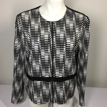 Joseph Ribkoff Size 16 Jacket Zip Up Light Weight Black &amp; White - $28.00