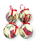 Cardinal Red Bird Sugared Christmas Ornaments 4 Piece Set 2 Inch Red Ribbon - £22.08 GBP