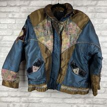 Braetan Patchwork Floral Art Ski Jacket Coat SZ Med Turquoise Brown Read... - $62.99