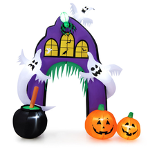 Tall Halloween Inflatable Castle Archway Decor 9-Ft Spider Ghosts LED Lights - £88.63 GBP