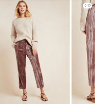 NWOT Anthropologie Tina + Jo Josephine Velvet Taper Trousers Pants Mauve... - $602.64 MXN