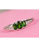 1.40 ctw Natural Russian Diopside and Zircon Ring in Platinum Over Sterl... - $80.99