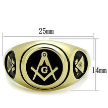 RING MASONIC IP Gold (Ion Plating) Stainless Steel Ring with No Stone TK... - $39.55