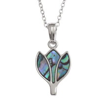 Tide Jewellery inlaid Paua shell Tulip pendant on 18″ trace chain - £19.40 GBP