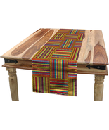 African Rectangle Table Runner Geometric Borders Pattern Old Fashioned C... - £21.07 GBP