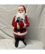 Vintage General Foam Plastics 33” Santa W/ Blue Gift white Bag Blow Mold... - €155,59 EUR