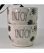2 Large Bowls Rae Dunn ENJOY Bowl Ceramic Set - $33.78 CAD