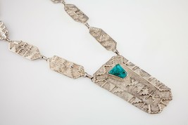 Unique Vintage Dan Jackson Navajo Turquoise Sterling Silver Necklace - £1,182.20 GBP