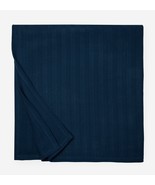 Sferra Tavira King Navy Blanket Solid  Woven Stripes Textured 100% Cotto... - $155.80
