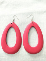 Tropical Drink Pink Dangling Droplet Tear Drop Shape Hoop Style Earrings - £6.31 GBP