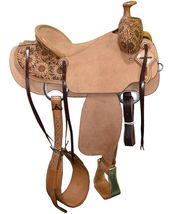 Eco Leather Western Horse Saddle natural on drum dye finish Size: (13&quot; To 17&quot;) - £297.59 GBP+