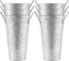 Hakzeon 6 Pack 10 Inches Galvanized Metal Vase, Rustic Farmhouse, Home Decor - £39.16 GBP