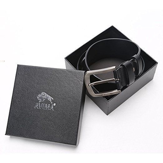 Primary image for AVIMA BEST Premium Top Grain Italian Genuine Black Leather Belt for Men - 42