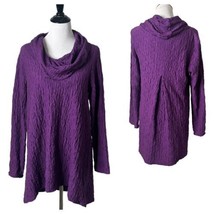 Habitat Clothes To Live In Crinkle Tunic Purple Cowl Neck Textured Women Size S - £31.14 GBP
