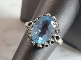 Womens Vintage Estate Sterling Silver Topaz Colored Kabana Ring 5.3g #E5806 - £31.58 GBP