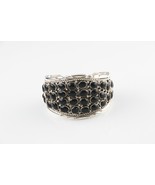 Étonnant Vintage Navajo Argent Et Onyx Manchette Bracelet - $1,086.60