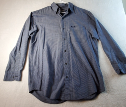 Chaps Dress Shirt Mens Medium Gray Gingham Long Sleeve Collared Button Down - £11.05 GBP
