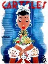 7727.Retro Woman with polka dots hold fruit basket.POSTER.art wall decor - £13.66 GBP+