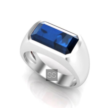 Blue Sapphire Ring Handmade Ring 925 Sterling Silver Signet Sapphire Ring - £78.09 GBP