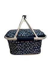 Insulated Picnic Basket Collapsible  Cooler Hot/Cold Tote Fish Navy Blue... - $19.52 CAD