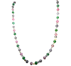 Vintage Necklace Pastel Colors AB Round Glass Spacers Beads 26&quot; L  R 17 - £6.62 GBP