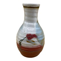 Delong Art Pottery Vase 6 3/4” Muted Colors Floral - £24.03 GBP