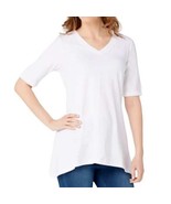 Denim &amp; Co Perfect Jersey V-Neck Trapeze Hem top X SMALL (616) - $21.78