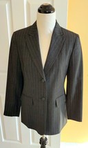 TALBOTS Dark Gray Pinstripe Lightweight Wool Blend Dress Jacket Blazer (2P) - £23.04 GBP