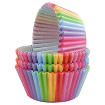 100 Pack Cupcake Baking Cups Rainbow Cupcake Liners Standard Size Rainbow Muffin - £10.22 GBP