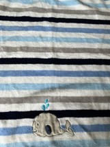 Garanimals Whale Polyester Fleece Blue Gray Striped Plush Baby Boy Blanket - £22.77 GBP