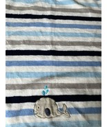 Garanimals Whale Polyester Fleece Blue Gray Striped Plush Baby Boy Blanket - £22.86 GBP