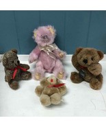 Lot of 4 vintage plush mini bears GUND TY + 5”-9” - $662.57 MXN