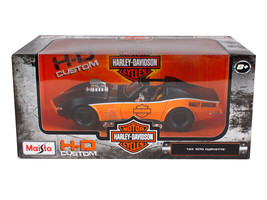 1970 Chevrolet Corvette Harley Davidson Black/Orange 1/24 Diecast Car Ma... - $42.25