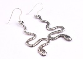 Fait à la Main 925 Sterling Argent Solide Serpent Femme Porter Goutte Oreille - £43.50 GBP+