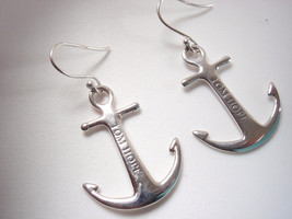 Anchor 925 Sterling Silver Dangle Earrings captain boat sail sailing maritime - £10.04 GBP