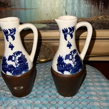 Vintage Hakusan Porcelain Blue Oriental Pattern Oil/ Vinegar Set Made in... - $34.30
