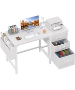 Lufeiya White Desk With File Drawers Cabinet, 47 Inch Reversible Compute... - $108.20 CAD