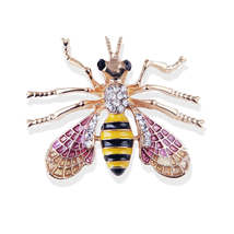 Cubic Zirconia &amp; Enamel 18K Gold-Plated Bee Brooch - £11.18 GBP