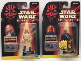 Star Wars Episode 1 Talking Action Figures - Darth Maul and Qui-Gon Jinn - Mint - £12.49 GBP
