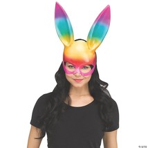 Bunny Adult Mask Rabbit Rainbow Pride Festival Mardi Gras Halloween FW93396R - £34.57 GBP