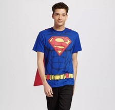 Mens DC Comics Superman Muscle Costume T-Shirt With Cape Various Sizes NWT - $14.99