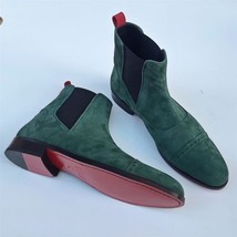 Made to order men s green full suede ankle leather classic formal handcrafted boots thumb200