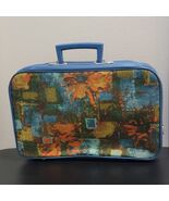 VTG Vinyl Canvas Retro MCM Hippie Mod Abstract Mini Suitcase 60s 16.5x12... - $41.90