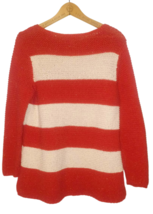 Chicos sweater Striped Coral gold metallic loose knit Chicos size 2 = size 12 - £7.90 GBP