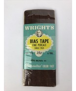 Vintage Wrights Flexicloth Bias Tape #200 Fine Percale Seal Brown, 6 Yds... - £6.27 GBP