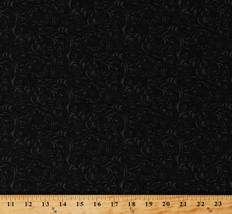 Cotton Black Floral Flowers Tooled Leather-Look Western Fabric Print BTY D303.27 - £10.99 GBP