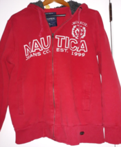 Nautica Jeans Co Sweatshirt Pullover Hoodie Men&#39;s Full Zipped Retro Medium Red - £15.27 GBP