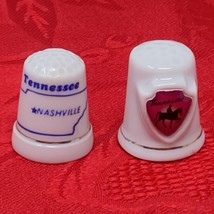 Lot of 2 Vintage Tennessee Fine Porcelain State Thimbles Gilded Nashville - $9.98