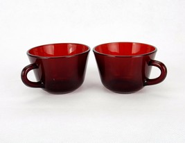 Anchor Hocking R1700 Royal Ruby Red Set of 2 Coffee Tea Cup/ Saucer Sets... - $12.69