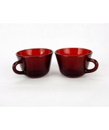 Anchor Hocking R1700 Royal Ruby Red Set of 2 Coffee Tea Cup/ Saucer Sets... - £9.95 GBP